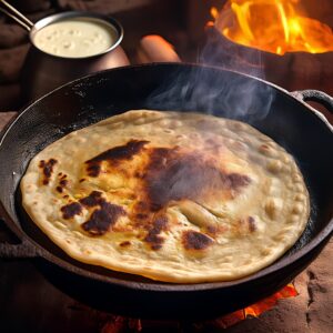 Cooking the Aloo Paratha