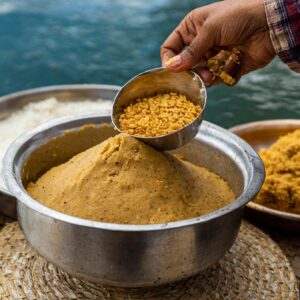 Preparing the Churma for Dal Baati Churma Recipe