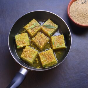 Preparing the Tempering Dhokla